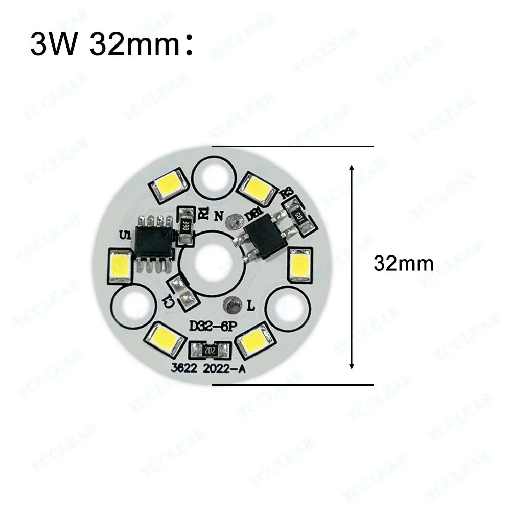 10 szt. Panel świetlny LED 3W ciepły biały AC 220V nie wymaga sterownika średnica 28mm 32mm płytka drukowana + 2 piny SMD 2835 układ COB dla