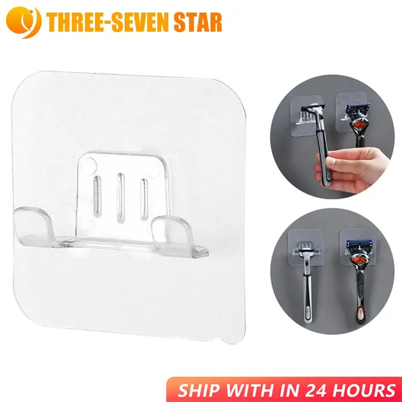 2pcs Self-Adhesive Razor Hook Holder Wall Men Shaving Shaver Razor Shelf Storage Rack Holder Hook Bathroom Organizer Accessories