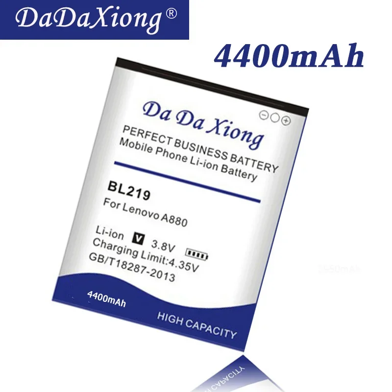 DaDaXiong  4400mAh BL 219 BL219 For Lenovo A880 S856 A889 A890e S810t A850+ A916 Phone Battery