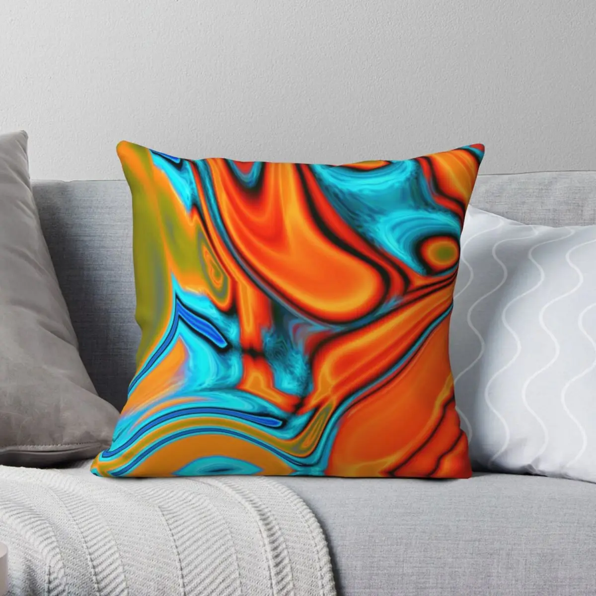 

Hipster Turquoise Orange Swirls Pillowcase Polyester Linen Velvet Printed Zip Decor Throw Pillow Case Home Cushion Cover