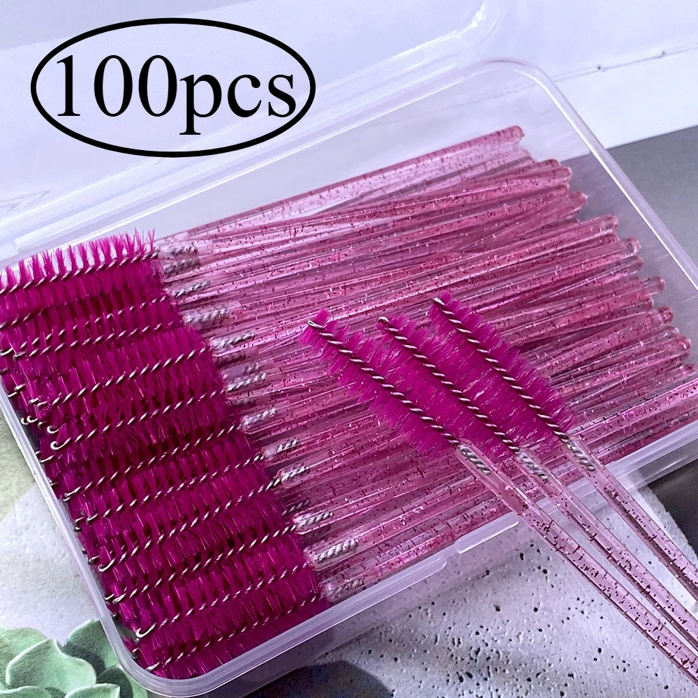 Zanse 100 قطعة فرش رمش كريستال الماس مقبض فرشاة للمكياج عصي الماسكارا قضيب صندوق التعبئة رمش تمديد أدوات #1