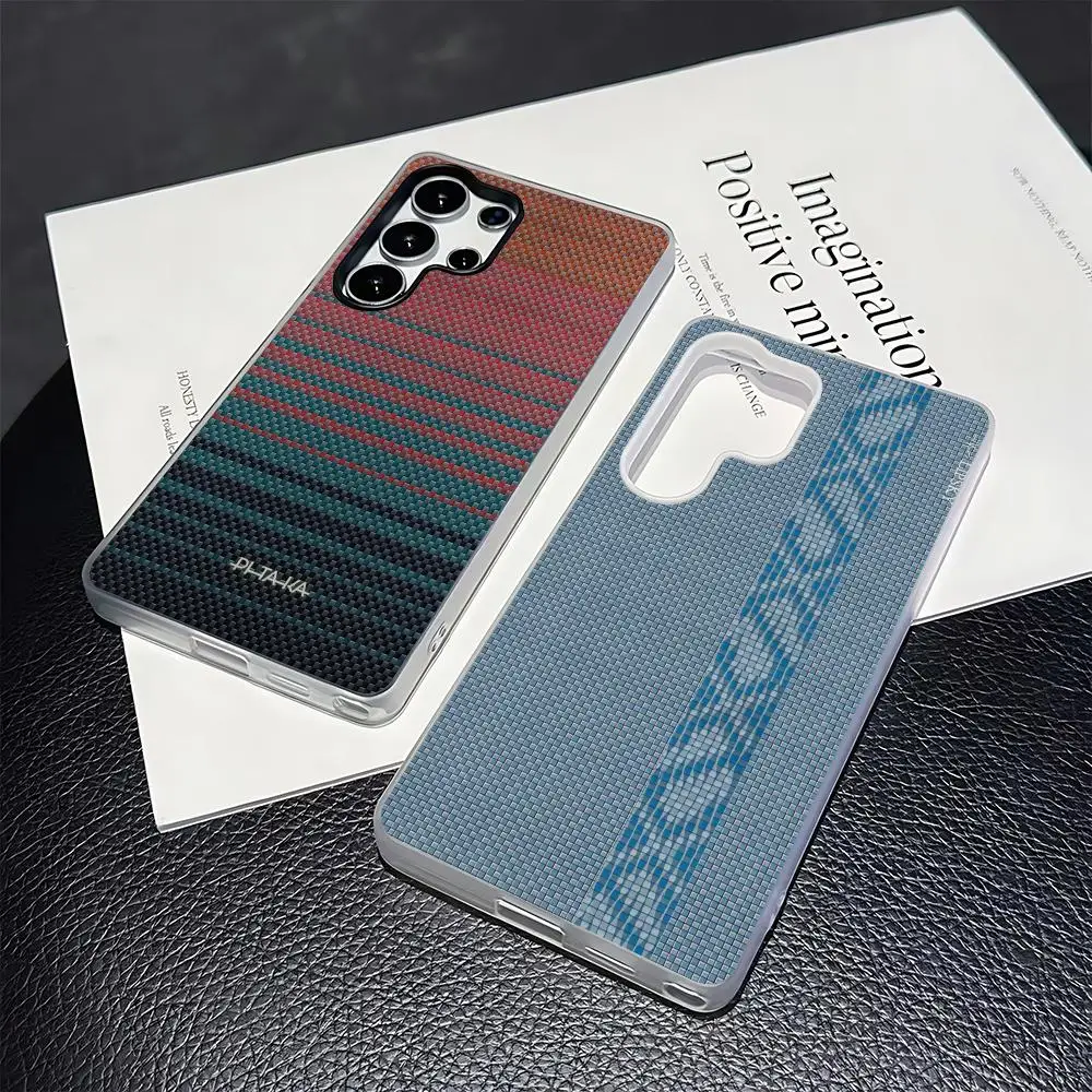 Hot Fashion Carbon Fiber PITAKA Phone Case for Samsung S26 S25 S24 S23 S22 S21 FE Plus Ultra 2-in-1 Jelly silicone case
