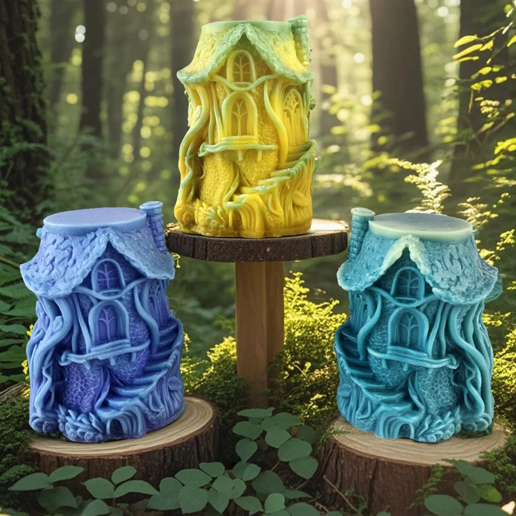

3D Vines House Silicone Candle Mold DIY Mushroom House Tree House Aroma Plaster Resin Ornament Mould Candle Making Supplies