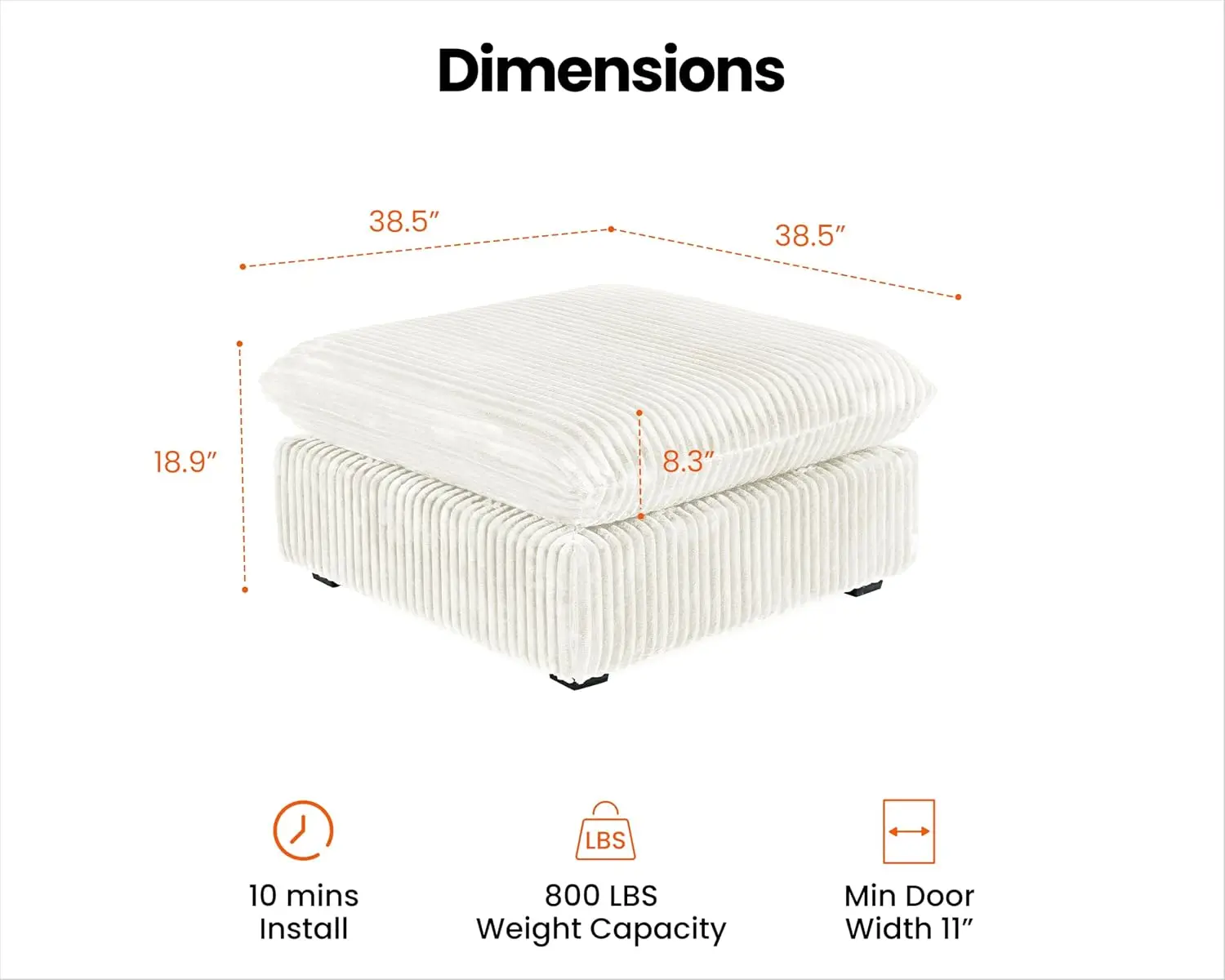 Module for Modular Oversized Couch, Sectional Sofa (Ottoman, White）, Customized