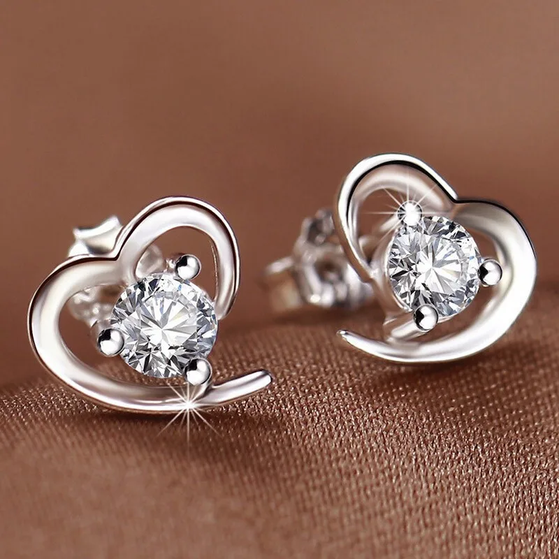 New 925 Sterling Silver Earrings 5A Zircon for Women Top Quality Wedding Engagement Jewelry Stud Earrings Party Gifts