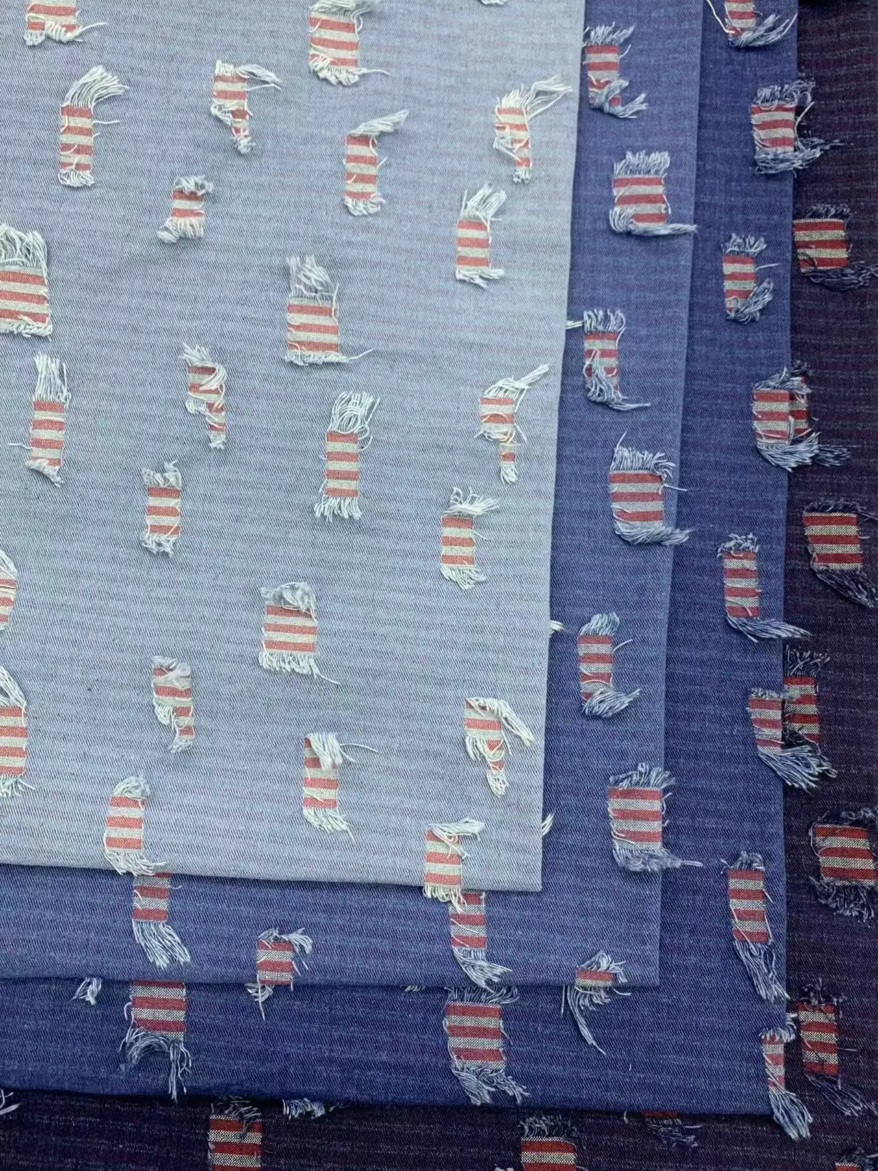 Colorful Patterned Washed Denim Fabric Geometric Pattern Soft Wearable Sewing Material for Dresses Bags Pants Hats Textile Cloth