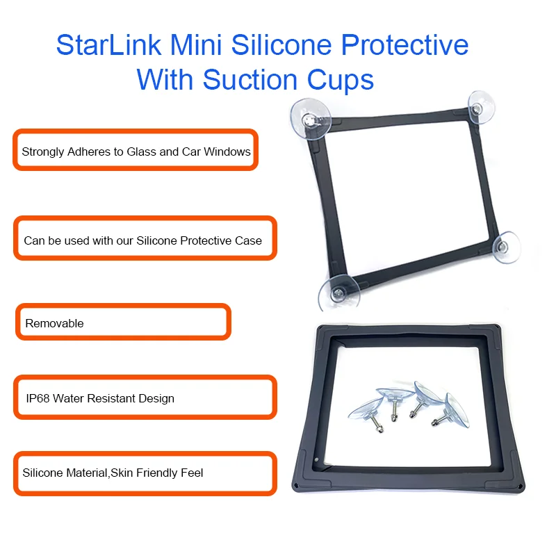 For StarLink Mini Silicone Protective With Suction Cups Anti-Bump and Anti-Drop Waterproof Scratch-Resistant Cover