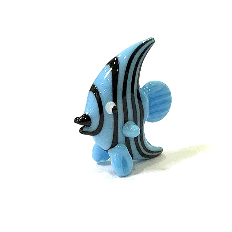 Mini Glas meeres tiere Statuette niedlichen Meeresfisch Delphin Tintenfisch Pinguin Kugelfisch Stachel rochen Walhai Fisch Krabbe Meeres schildkröte Elektrischer Aal Goldfisch Kaninchen Affen Ornamente – Detail 17