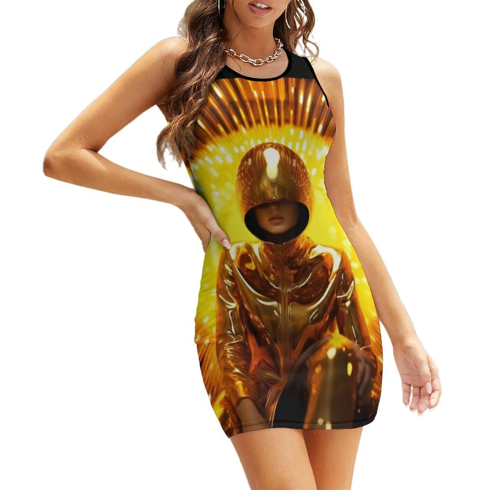 

Golden goddess Sleeveless Sundress summer women's suit summer dress korean women clothes for woman