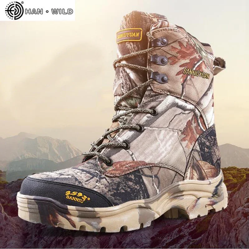 

Men Camo Boots Leather Waterproof Camouflage Printed Special Forces Desert hunting Shoes Combat Tactical Ankle Boot