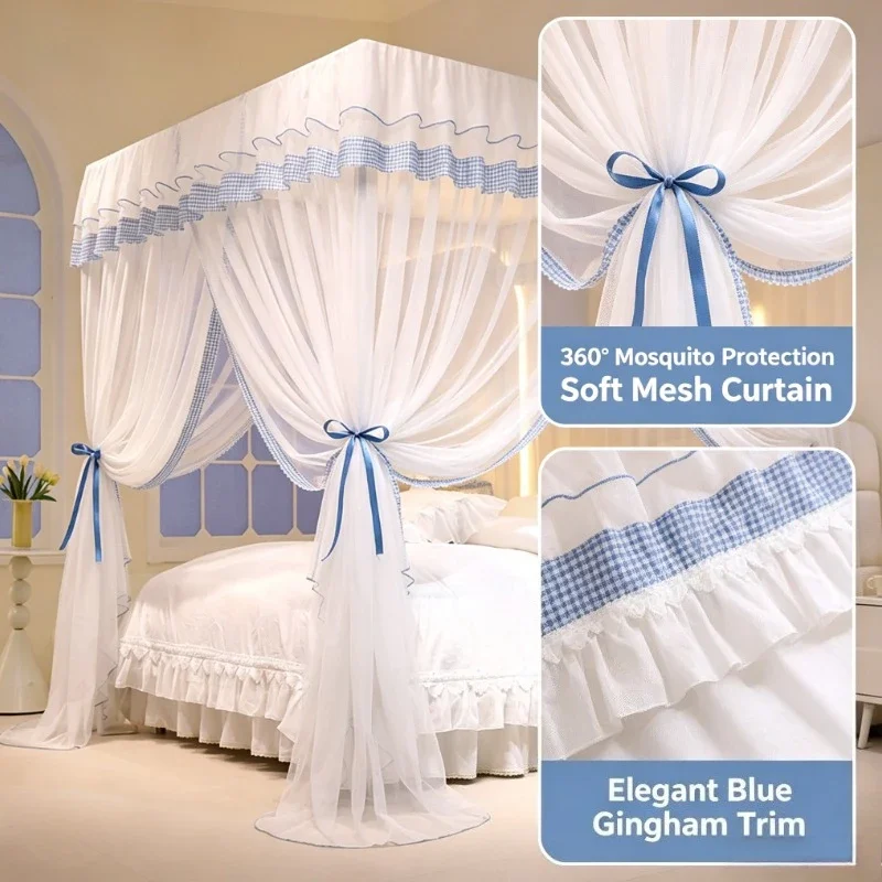 yesThree-door court single mosquito net, princess wind thickened bracket 1.5 meters 1.8 meters, 2 meters bed adult double bed
