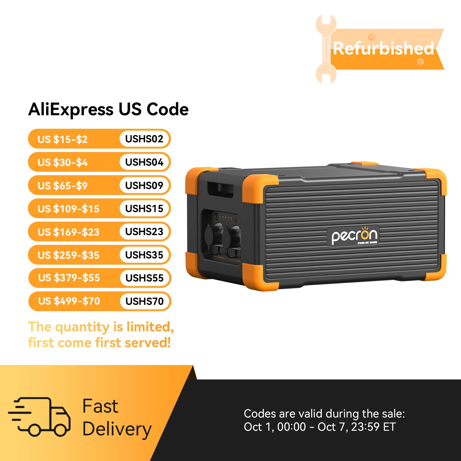 Used-EP3800-48V 3840Wh PECRON Portable Power Station Expansion Battery for E3600LFP/E3800LFP/F3000LFP/E2400LFP/E1500LFP/E1000LFP Solar Generator for Home Use