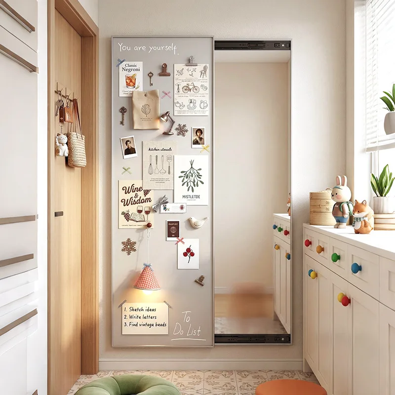 Modern simple mirror full body push-pull hidden full-length mirror upper wall magnetic suction wall decorative painting