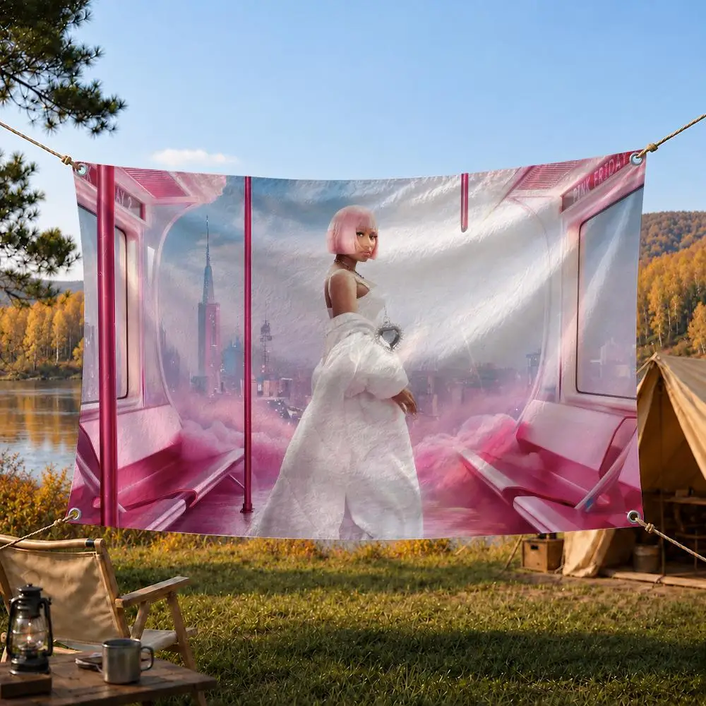 Nicki Minaj Female Rap Singer Flags Home Yard & Garden Decor Banner - Indoor Outdoor Wall Hanging Flag