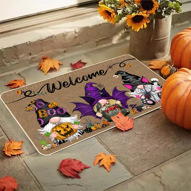 VIKAMA Halloween-Elfen-Fußmatte, schmutzabweisend und rutschfest, für den Eingangsbereich, Flur, Schlafzimmer, Eingangsbereich, Nachttisch, Heimdekoration