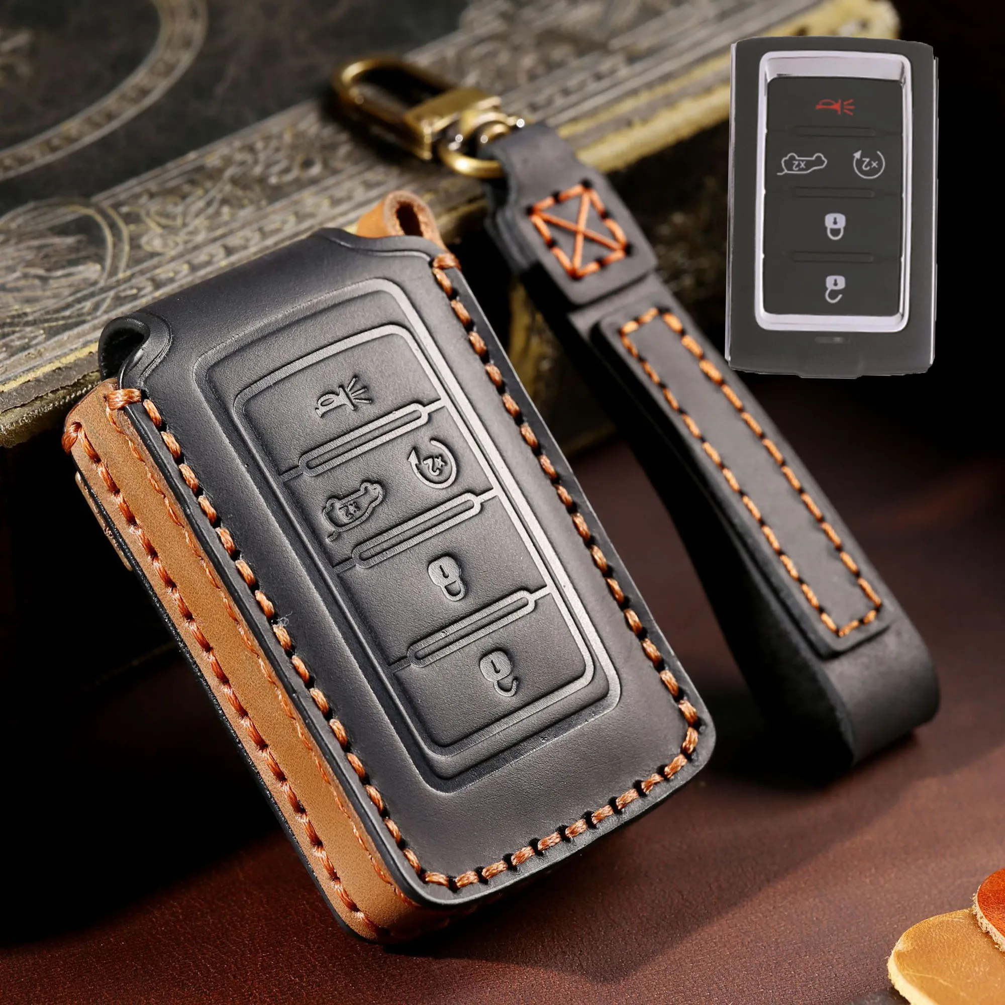 

Jeep new smart running leather handmade car keychain cover