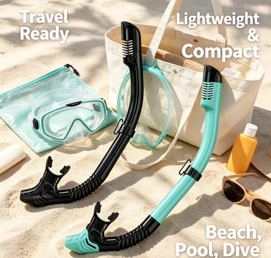 Easy Breath Snorkel with Splash Prevention Top, Underwater Swimming Breathing Tube Equipment for Adults