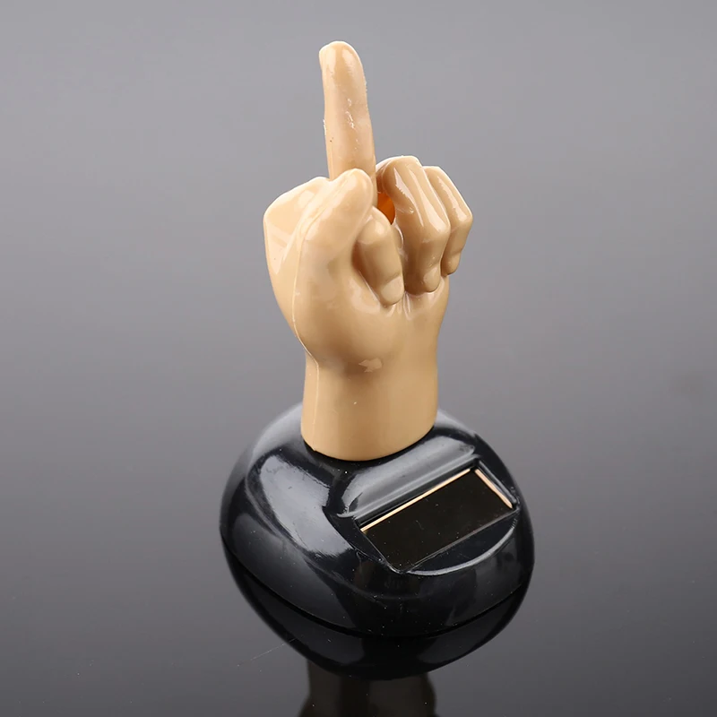 Solar betriebene Mittelfinger schütteln Spielzeug auto Armaturen brett tanzende Figur Spielzeug braun kreative Auto Bobble heads dekorative Ornament