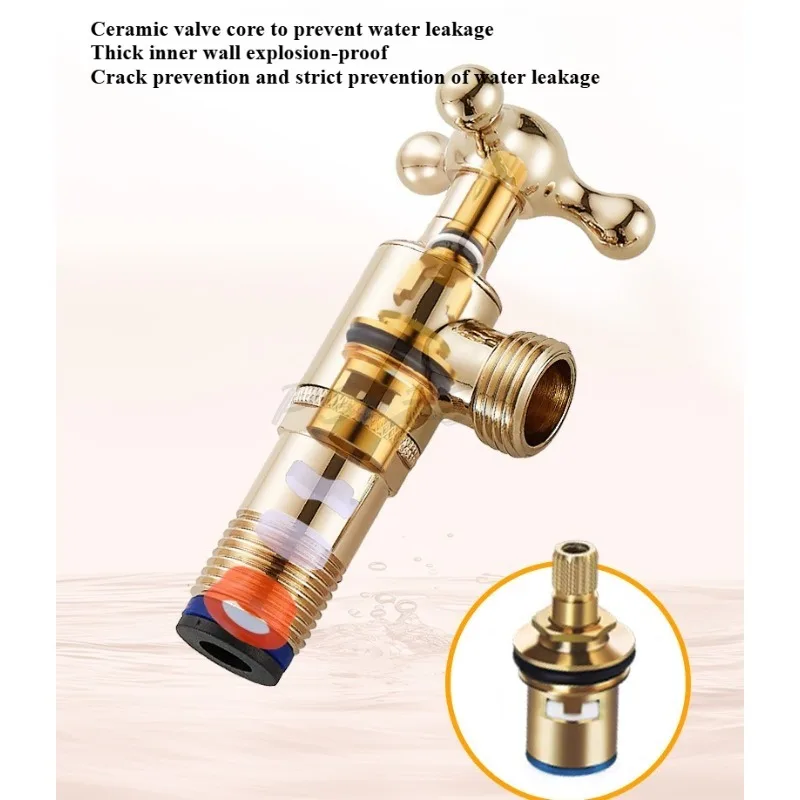 French Triangle Valve for Hot and Cold Water Household All Copper Classical Toilet Rotatable Water Distribution Valve