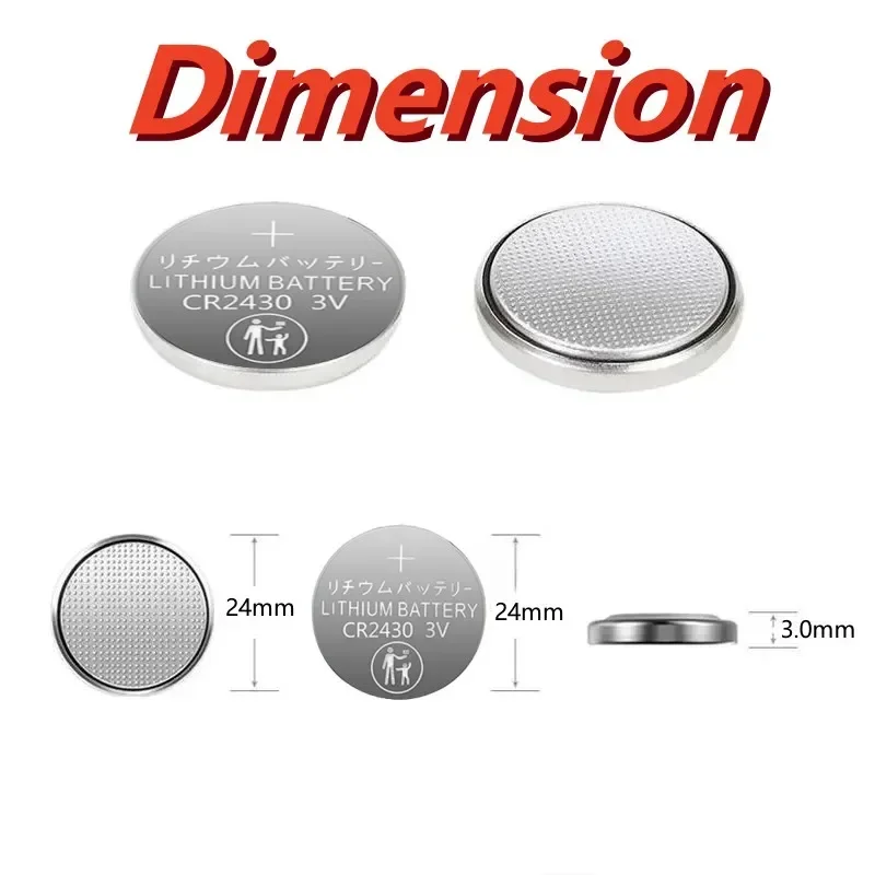 NEW CR2430 3V Lithium Battery CR 2430 DL2430 BR2430 280mAh Button Coin Batteries for Key Fob Watch Alarm Clock Remote Control