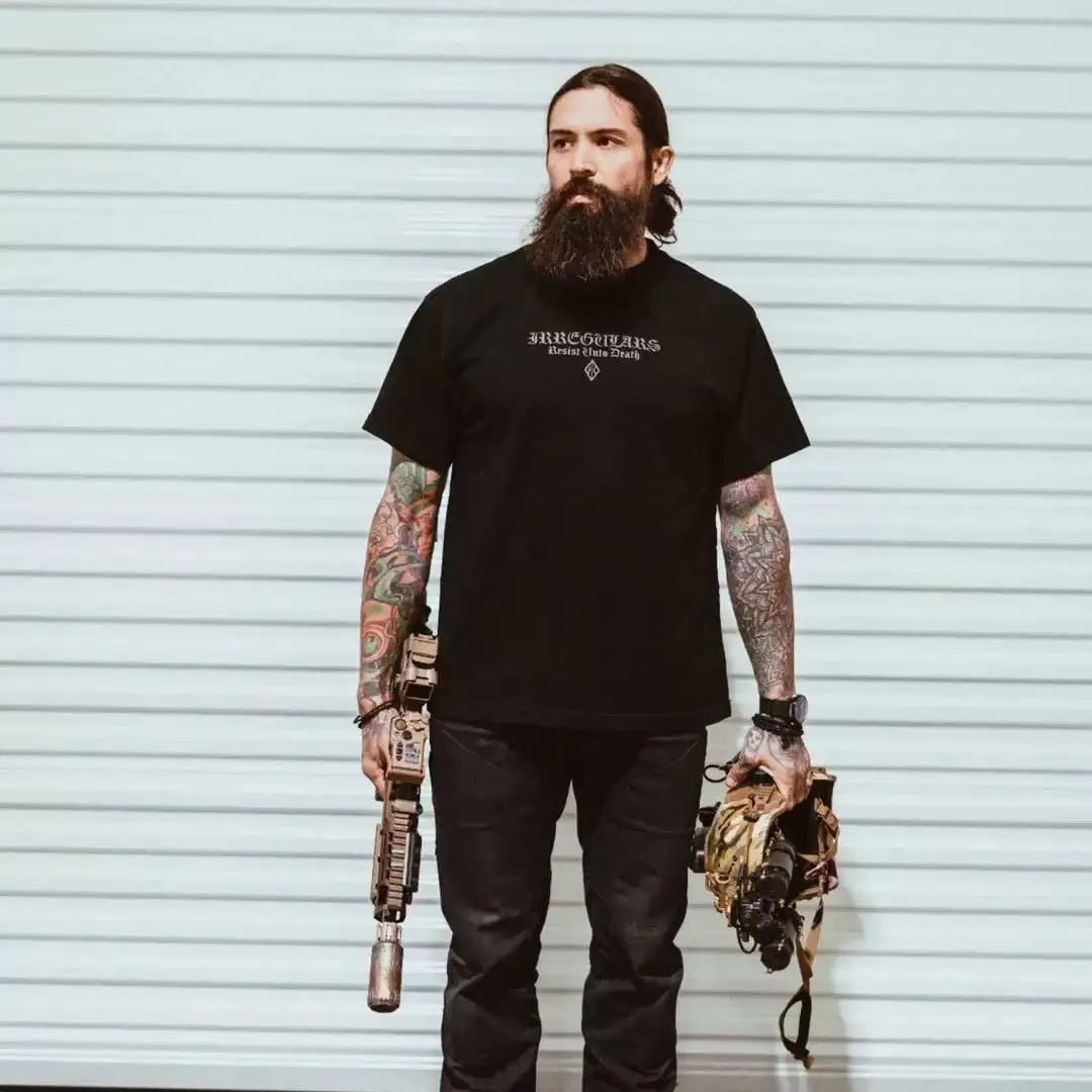 عودة الصليب طباعة التكتيكية قصيرة الأكمام القطن تي شيرت الرجال الصيف العسكرية نمط شخصية ارتداء في الهواء الطلق سترة رياضية غير رسمية #2