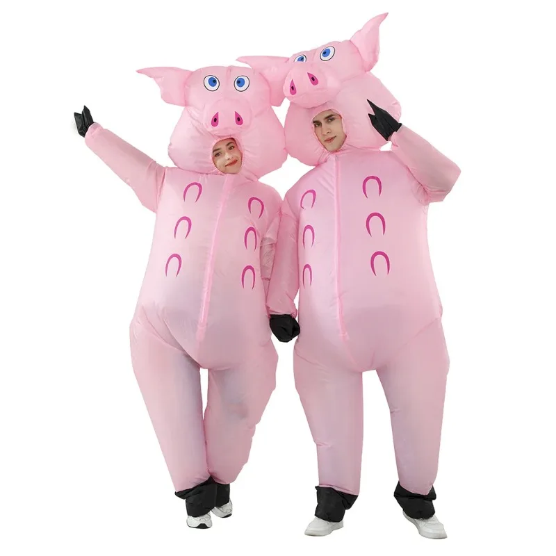 

Inflatable Pig Clothing Mascot Pink Pig Inflatable Costumes Halloween Cosplay Costumes for Man Woman Animal Party Role Play