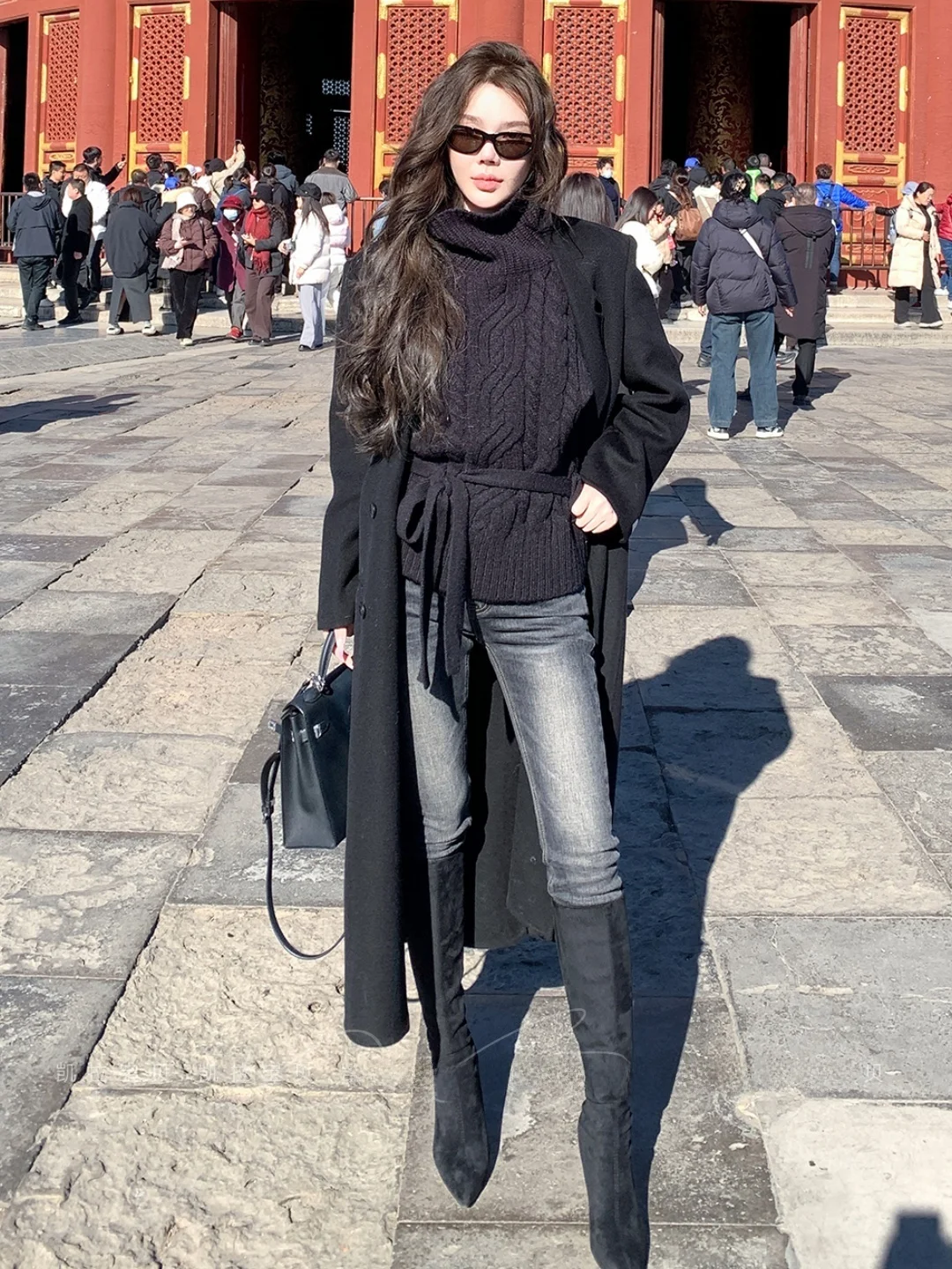 

Retro High Waist Slimming Floral Embroidery Stretchy Women's Skinny Jeans Double Buckle Design Cotton Elastic Denim Pants