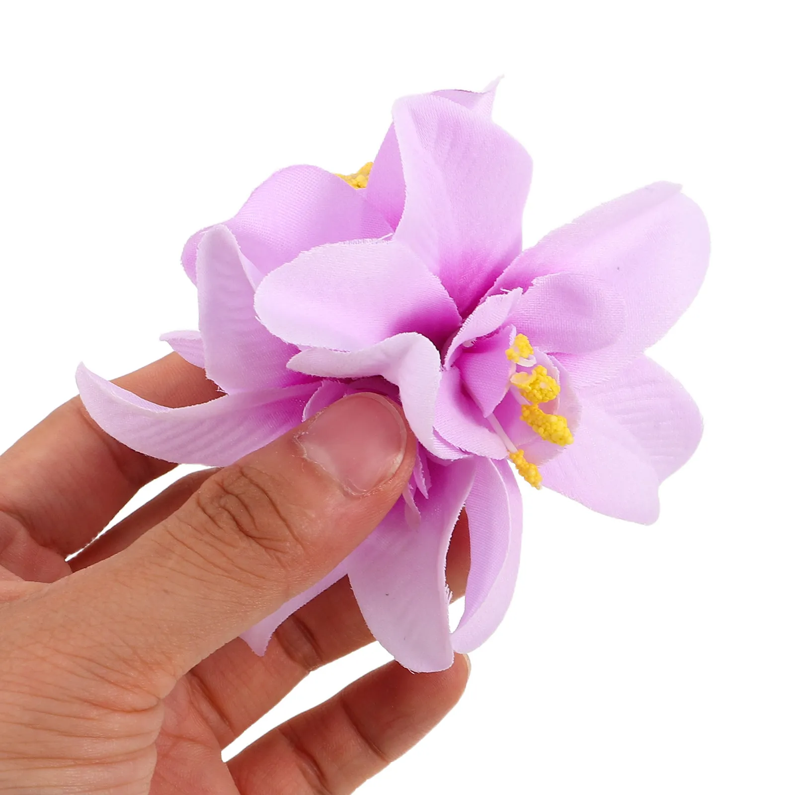 Orchid Flower Hair Clip Hawaiian Boho Artificial Floral Hairpin Beach Vacation Party Wedding Hair Decor Fake Flower Clips