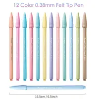 12pcs/set Morandi Color Felt Tip Pens 0.38 mm Plus Pen for Highlighting Journaling Planner Drawing Coloring Colors Art Marker