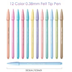 12pcs/set Morandi Color Felt Tip Pens 0.38 mm Plus Pen for Highlighting Journaling Planner Drawing Coloring Colors Art Marker