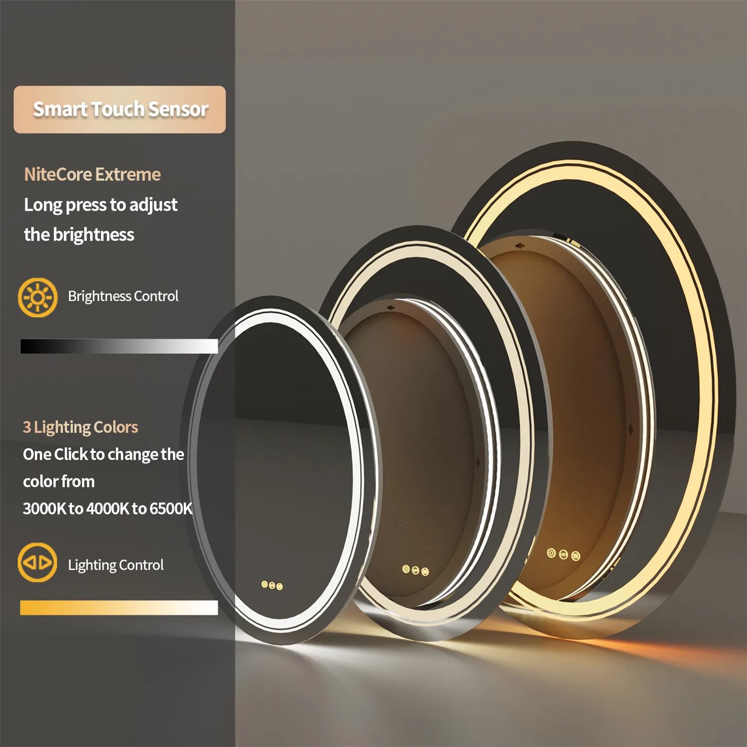 Imagem -03 - Grande Oval Led Iluminado Espelho do Banheiro Vaidade Anti-fog Retroiluminado Regulável Montado na Parede Cores de Memória com Plug