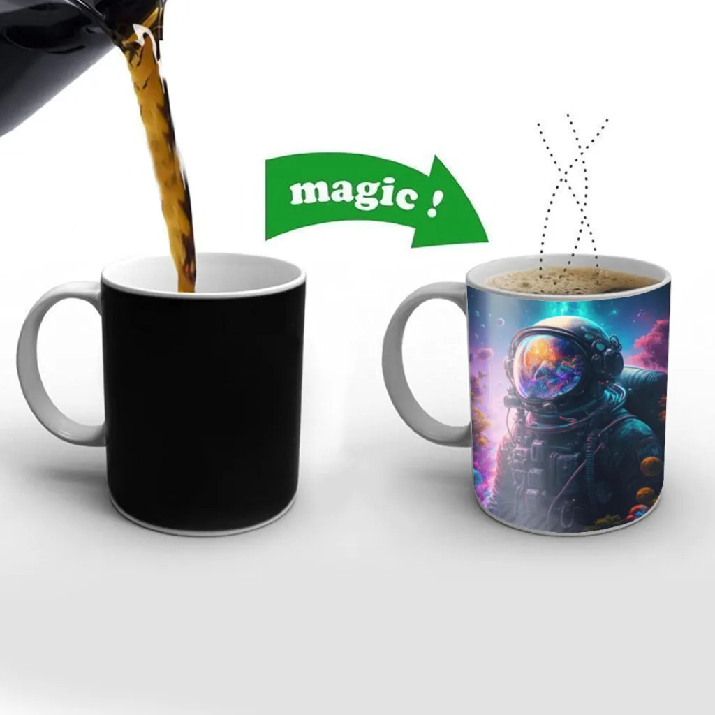 

Space-Astronaut-Cyberpunk-Nordic-Game-Free shipping Mug Changing Color Ceramic Coffee Mugs Magic Tea Cup Best Gift