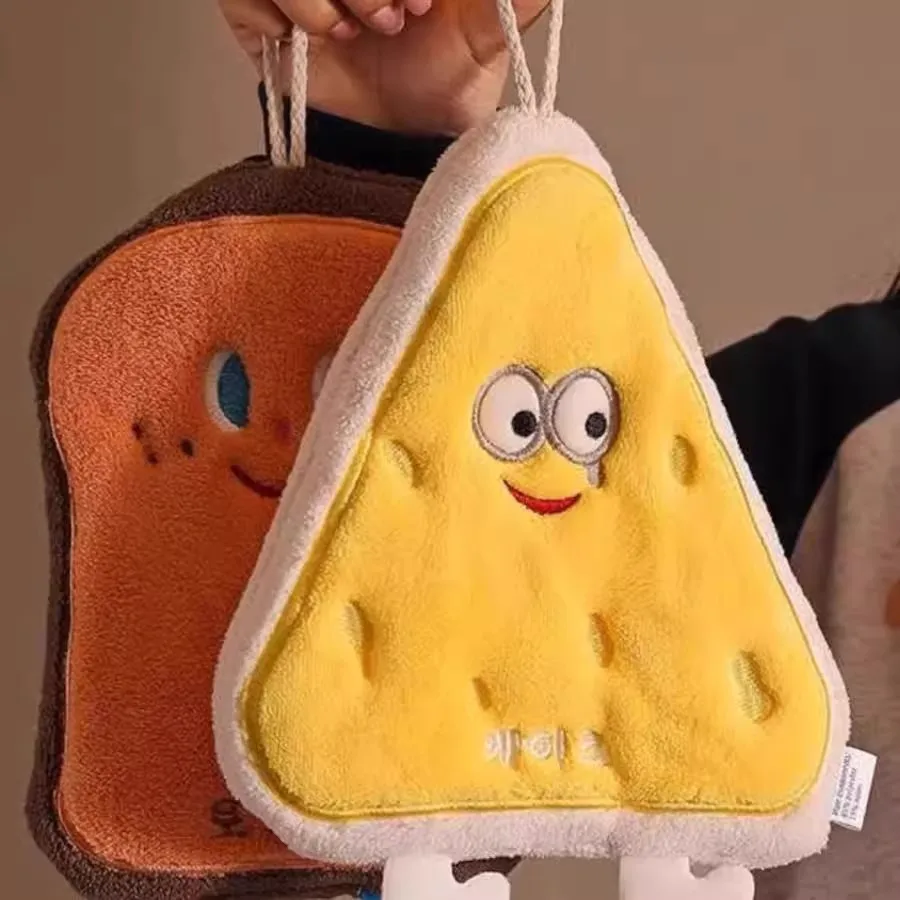 Cute Hanging Hand Towel Thickened Absorbent Bathroom Kitchen Soft Quick Dry Small Square Towel Home Convenient Handkerchief New