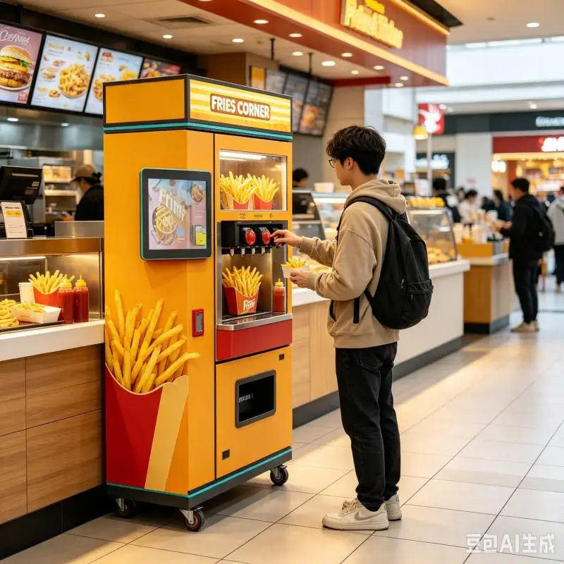 Customized French Fries Vending Machine Commercial Automatic Fryer Kiosk Smart French Fry Production Equipment
