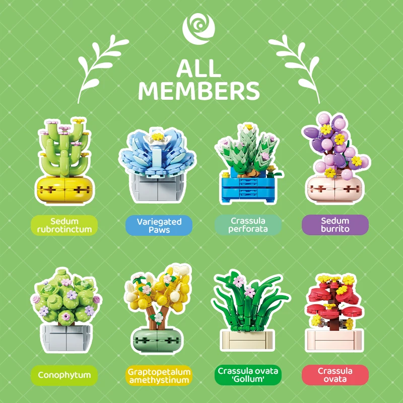 Weekit bricolage fleur succulente blocs de construction vert bonsaï maison magnétique réfrigérateur autocollants plantes plantes en pot briques jouets cadeaux