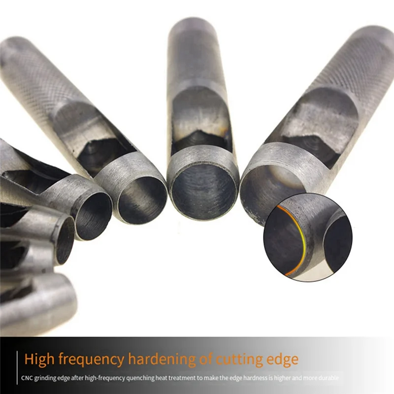 MAKE-15 قطعة من حزام اللكم الدائري لكمة مجموعة حزام الفضة اللكم لتقوم بها بنفسك أداة ملاكمة يدوية مناسبة للأدوات الحرفية الجلدية