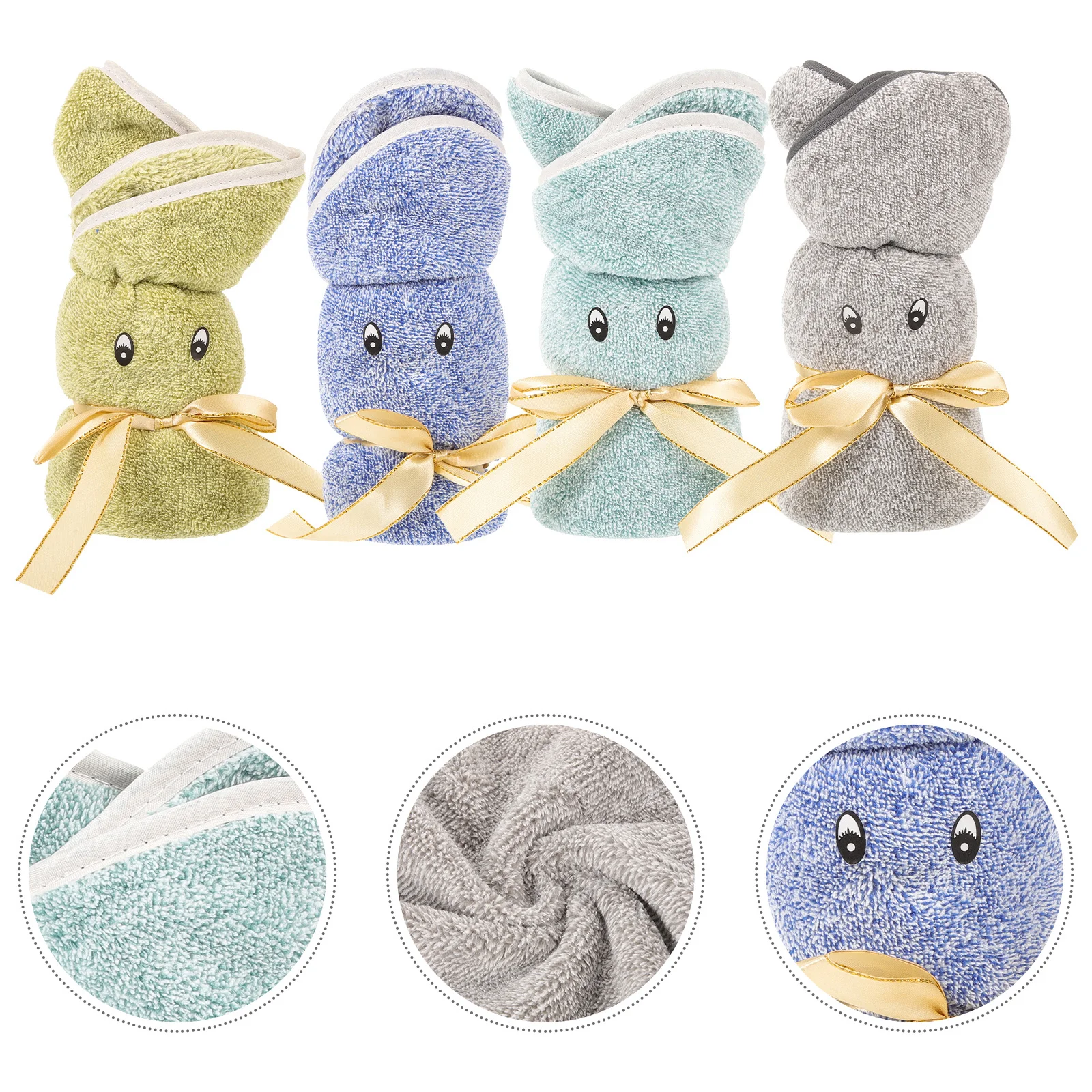 

4Pcs Soft Comfortable Rabbit Face Towels Strong Water Absorption Practical Convenient Home Bathroom Camping Use Facial Towels