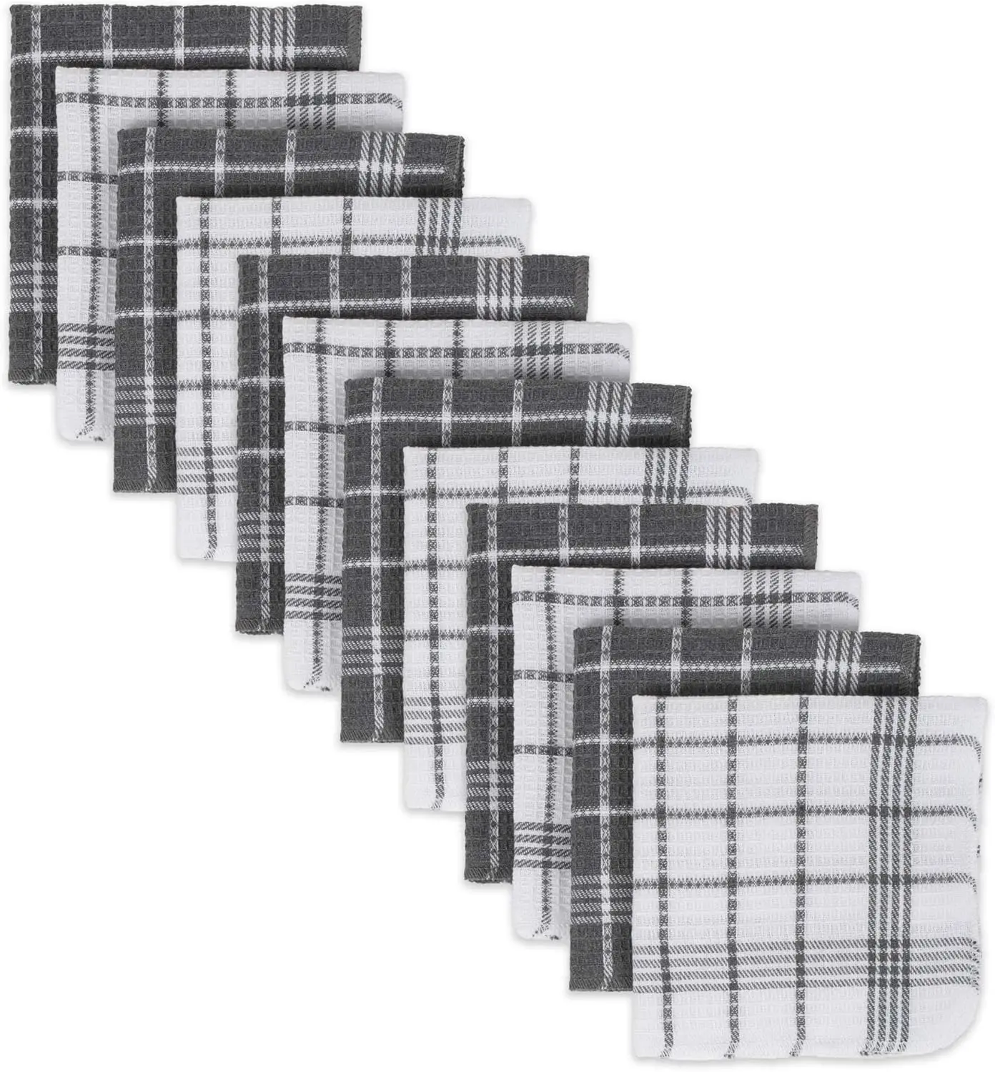 

100% Cotton Waffle Weave Dishcloth Set, 12-Pack, Gray, Absorbent & Quick-Dry Kitchen Towels
