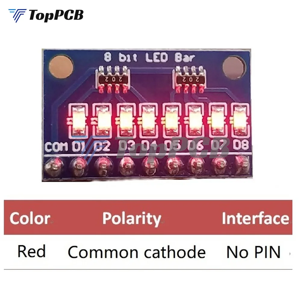 3.3V 5V 8 Bit LED Bar Blue Red Common Anode/Cathode LED Indicator Module Diy Kit for Arduino NANO UNO Raspberry Pi 4 Nodemcu