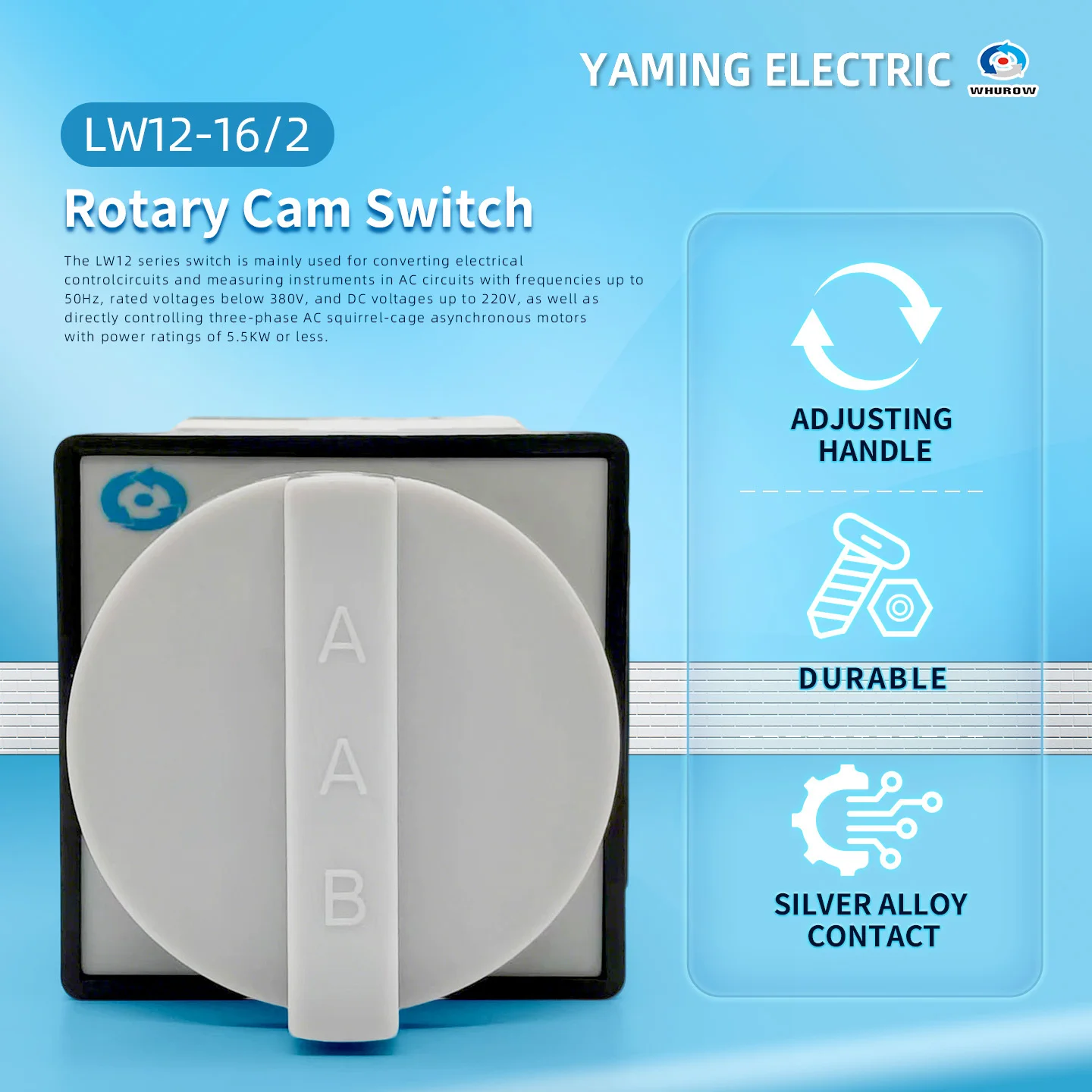 LW12-16YD408/2 Three Positions ON-OFF-ON 690V 16A Control Circuit Power Supply Main Rotary Changeover Cam Switch