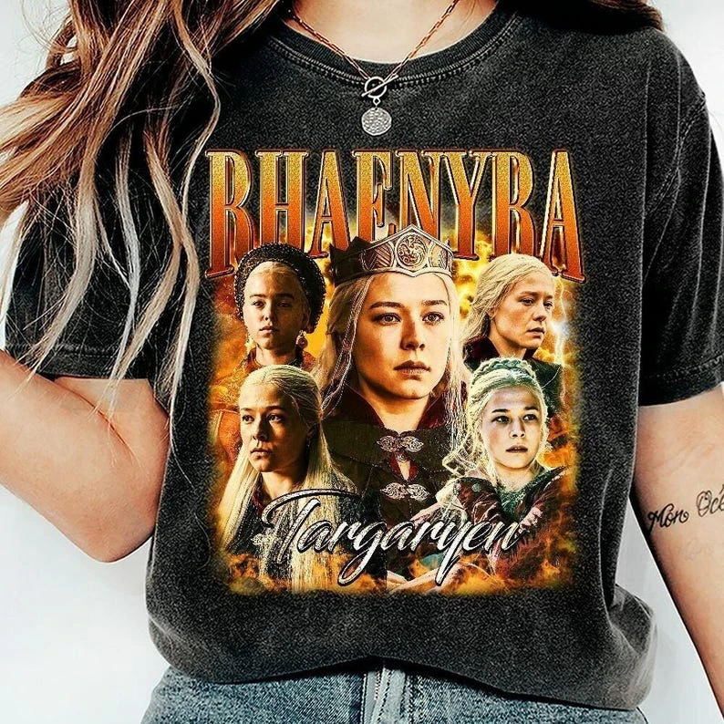 Camiseta Retro de Rhaenyra Targaryen de los 90, Estilo Bootleg, GOT, Madre de Dragones, Película, Vintage