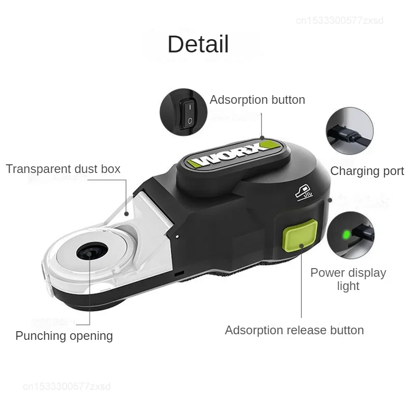 Aspiradora Potente Original WORX WA1602, 13 kg de Succión, Caja de Polvo Visible de 35 ml, Puerto USB Tipo C, Taladro Percutor Eléctrico Universal
