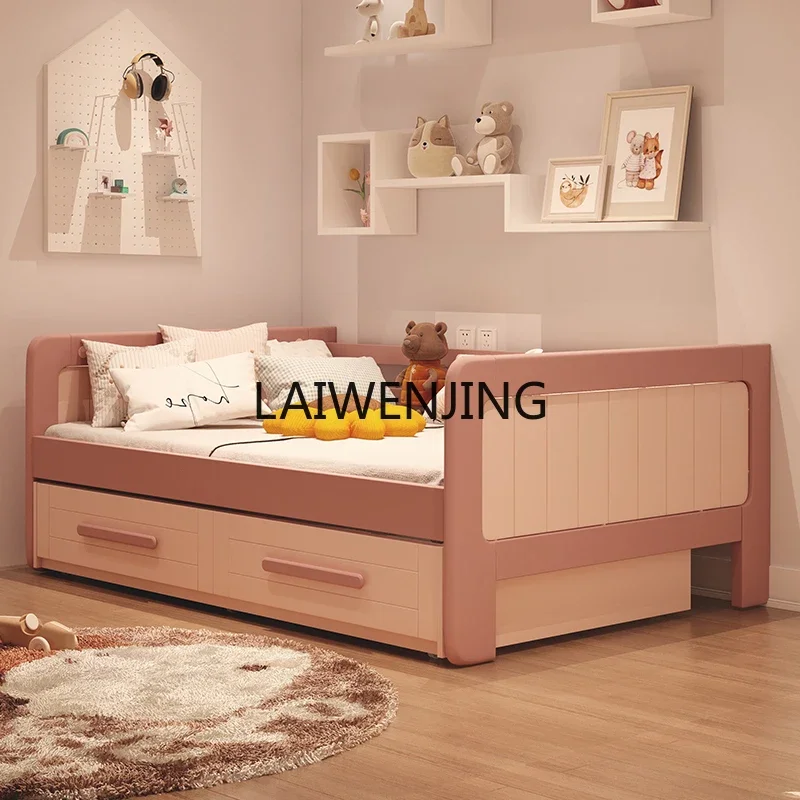 LYN solid wood splicing single bed with guardrail can be customized multi-functional storage bed