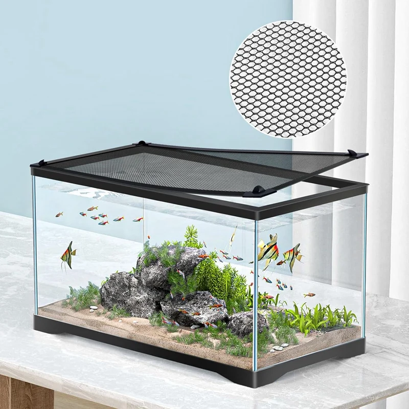 

A50I Magnetic Aquarium Cover Lid, DIY Fish Tank Lid Anti-Jumping Net Cover Mesh Terrarium Lid Aquarium Hood 35.5X19.6Inch