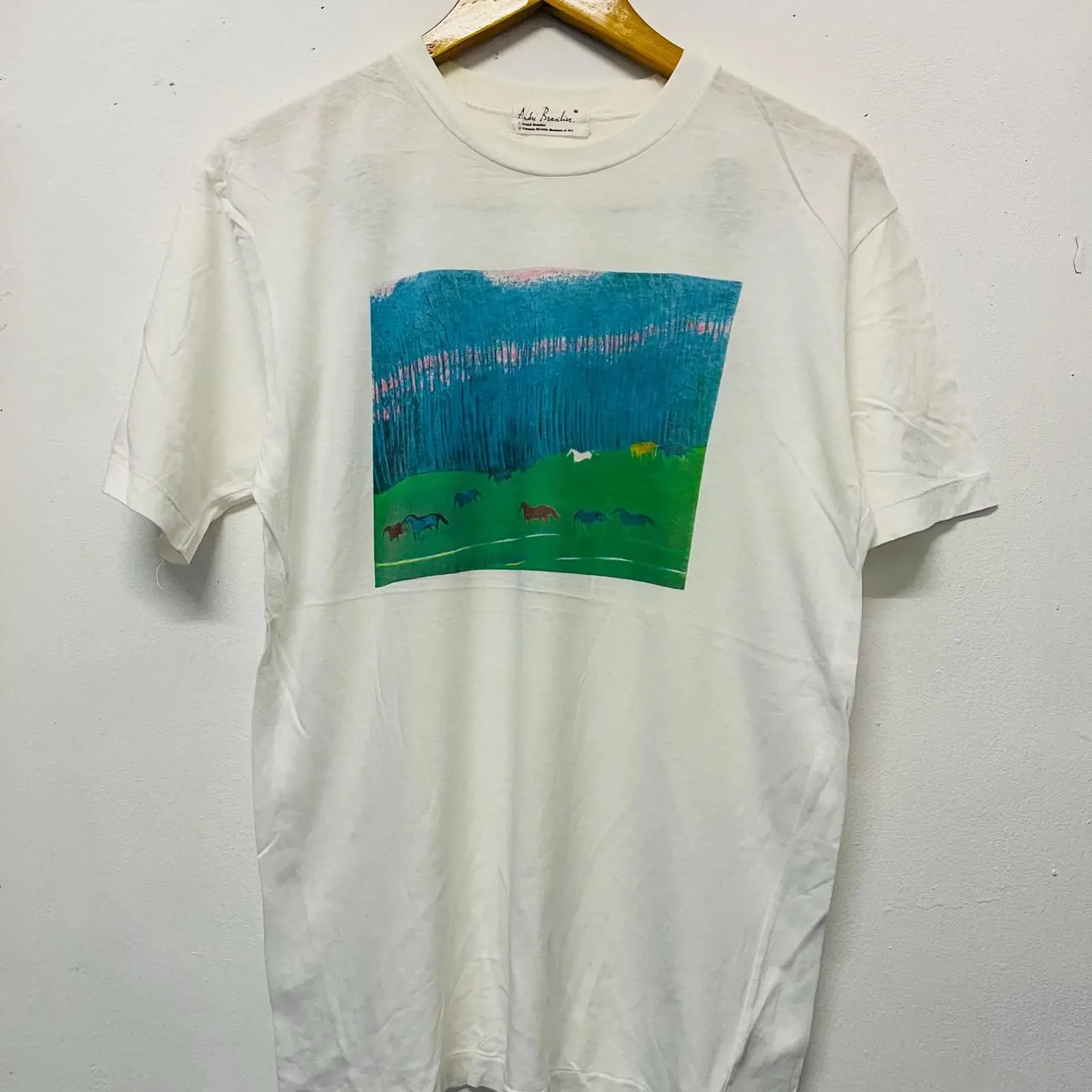 Vintage 80s Andre Brasilier Art T Shirt Museum Pop Size M vintage Washed graphic homme Stretched Top For Everyday Wear fashion