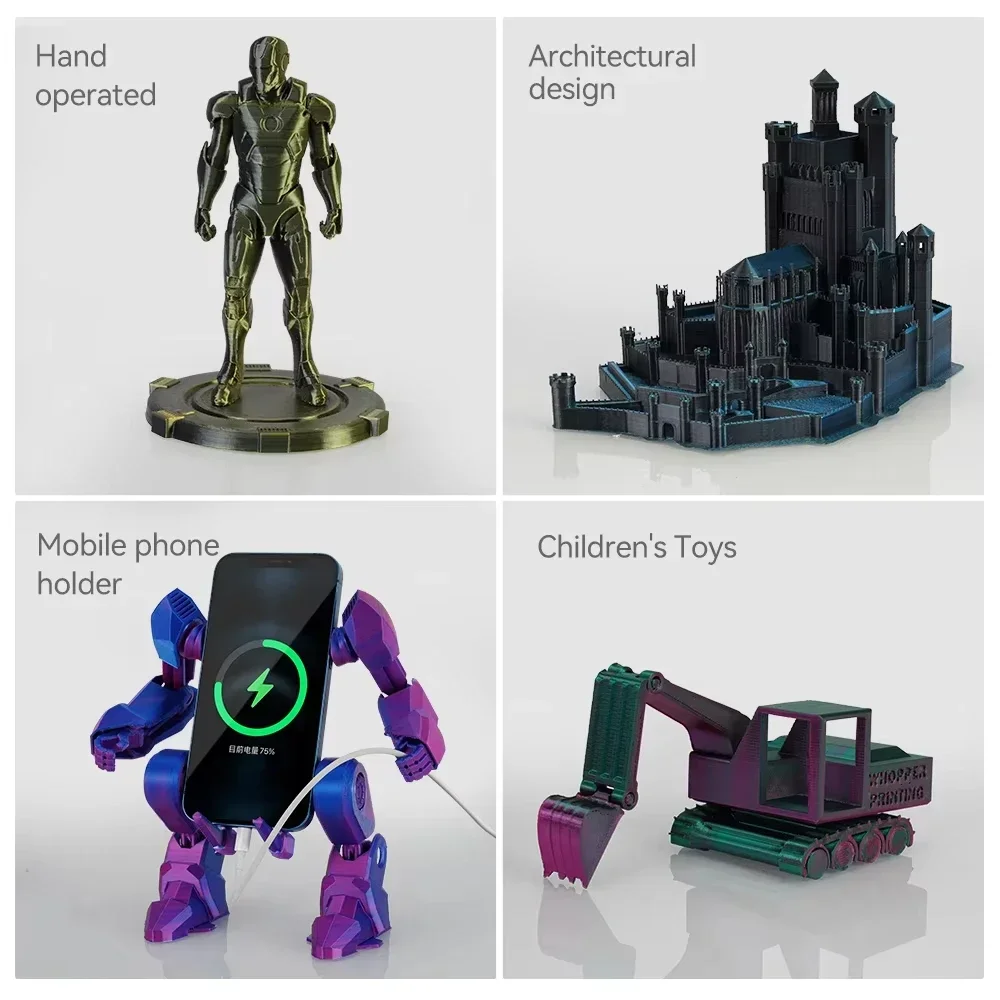 PLA Filament Multicolor 3D Printer Filament No-Tangling Bubble Free for FDM 3D Printer Material PLA Filament 200g/roll 1.75mm