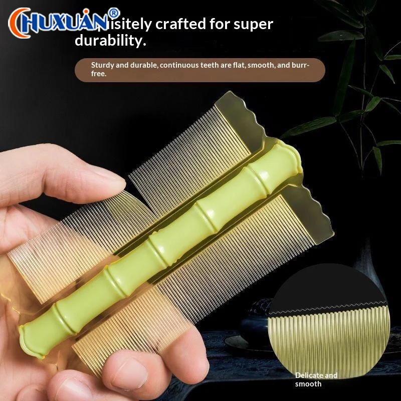 Q Plastic Bamboo Node Comb Double Sided Encrypted Teeth Removing Head Lice Dandruff Removal Scalp Hair Comb Practical Tool