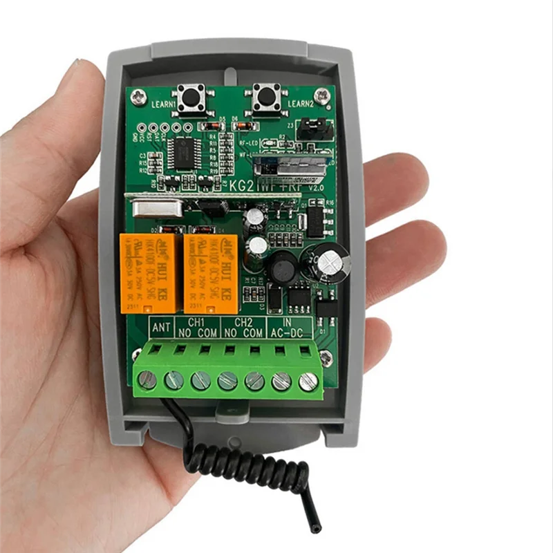 ABAC-Tuya 433Mhz WIFI Smart Receiver 7-32V 2CH Garage Door Remote Control Opener Controller Rolling Code Transmitter