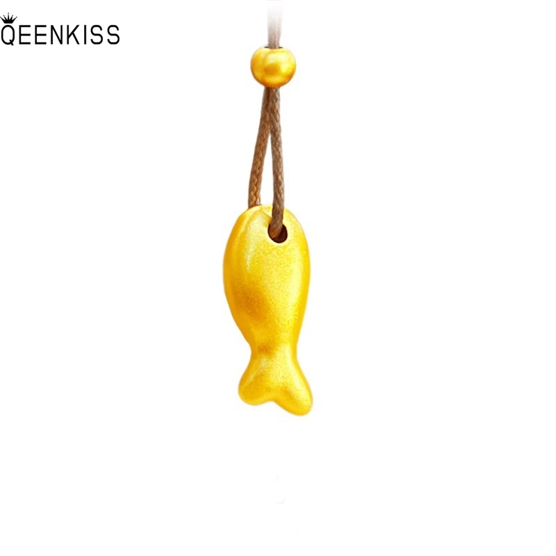 

QEENKISS 24KT Gold Vintage Fish Necklace Pendants Charm For Women Wedding Party Birthday Christmas Bride Mother Girl Gift PT5227