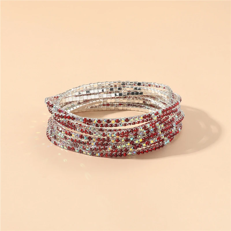 5Pcs/Lot Elastic Crystal Bracelets 2mm Charming Gold Color Crystal Rhinestones Metal Bangle Bracelet Jewelry DIY Gift image 3